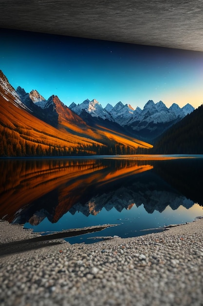 Foto bela paisagem fotografia papel de parede fundo picos lago canyon céu nuvens brancas