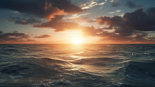 Bela paisagem marinha Pôr do sol sobre o mar generativo ai