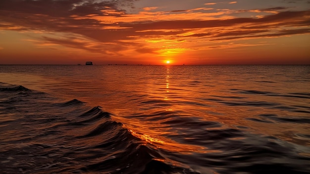 Bela paisagem marinha Pôr do sol sobre o mar generativo ai