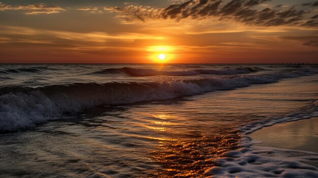 Bela paisagem marinha Pôr do sol sobre o mar generativo ai