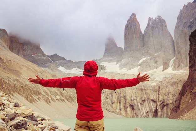 Bela paisagem montanhosa no Parque Nacional Torres Del Paine, Chile