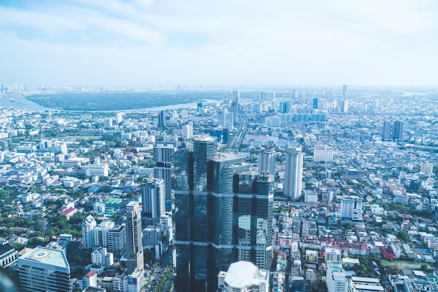 Bela paisagem urbana com arquitetura e construção no horizonte de Bangkok Tailândia