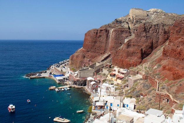 Bela paisagem vista ilha famosa de Santorini ou oia na Grécia.