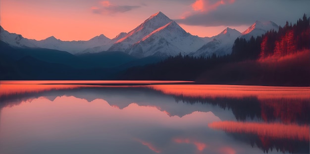 Foto bela paisagem vista para a montanha perto da água