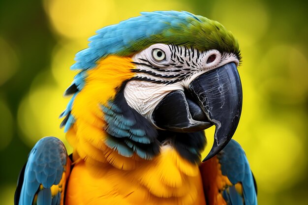Bela papagaio-ara isolada em fundo verde renderização 3D