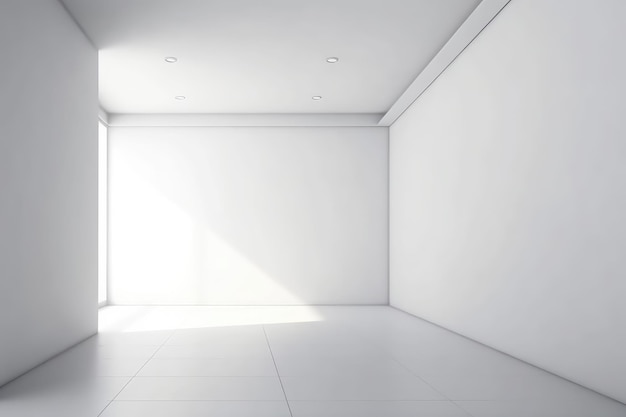 Bela parede vazia de luz em uma sala com uma IA de perspectiva