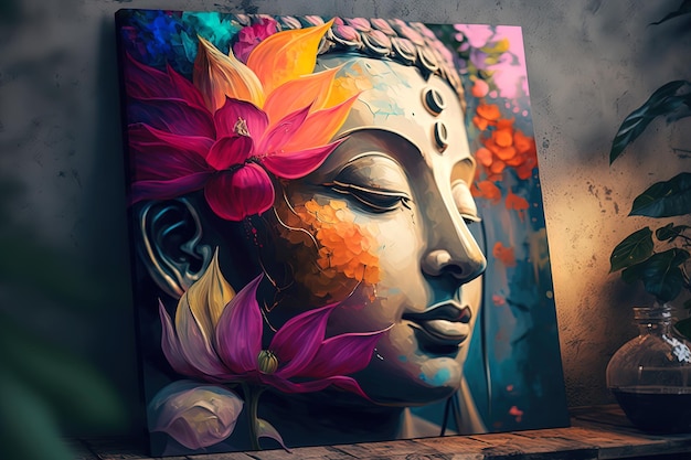 Bela pintura de flores de buda ao redor AIGenerated