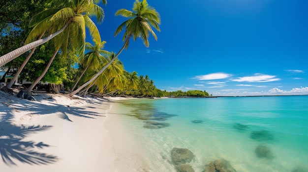 bela praia com palmeiras areia branca colorida