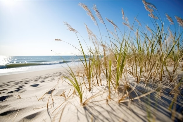 Bela praia virgem com dunas de areia