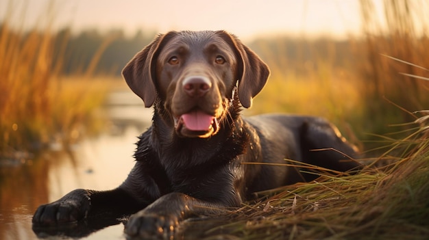 Bela raça de cão Labrador Retriever natureza imagem feliz AI arte gerada