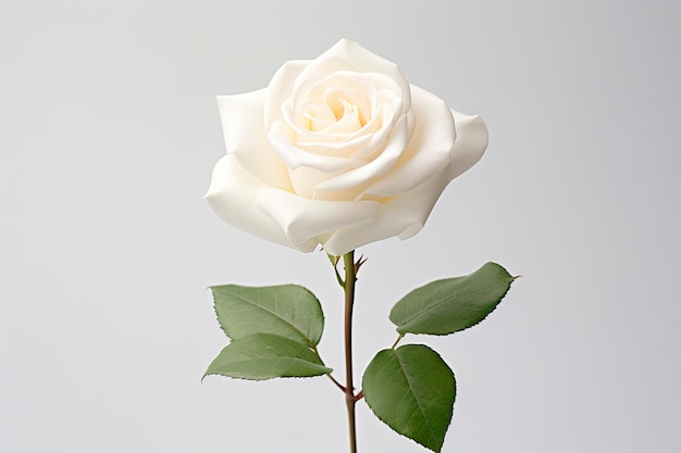 bela rosa branca em fundo cinzento