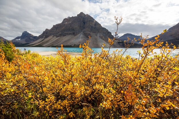 Bela temporada de outono nas montanhas canadenses. fundo de outono.