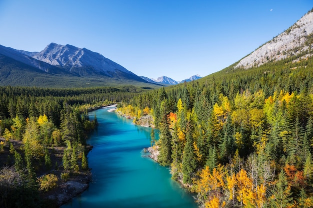 Bela temporada de outono nas montanhas canadenses. fundo de outono.