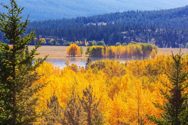 Bela temporada de outono nas montanhas canadenses. fundo de outono.