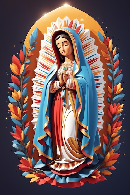 Bela Virgem Maria Nossa Senhora de Guadalupe 3D desenho de personagens modelo de desenho animado brincalhão