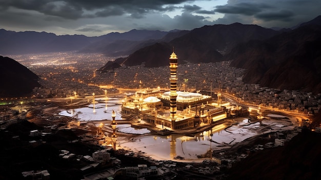bela vista da cidade de Makkah vista da montanha azeda