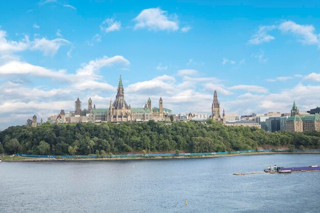 Bela vista da Colina do Parlamento no centro de Ottawa, Canadá