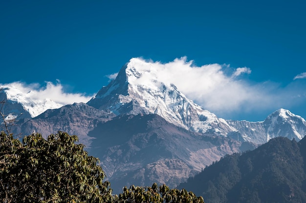 Bela vista da cordilheira Annapurna Nepal