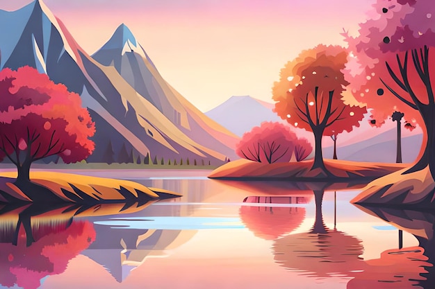 Bela vista da paisagem com cores pastel