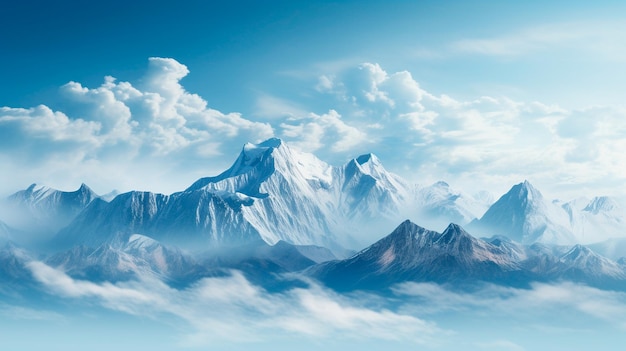 bela vista das montanhas octanagem nas nuvens IA generativa