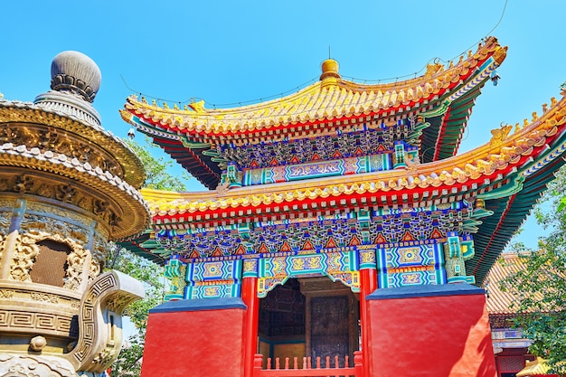 Bela vista de Yonghegong Lama Temple.Beijing.