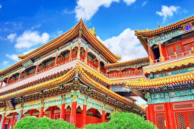 Bela vista de Yonghegong Lama Temple.Beijing.