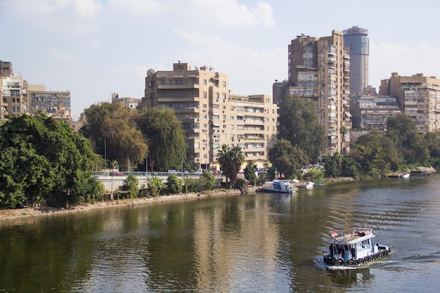Bela vista do aterro do Nilo no Cairo Egito