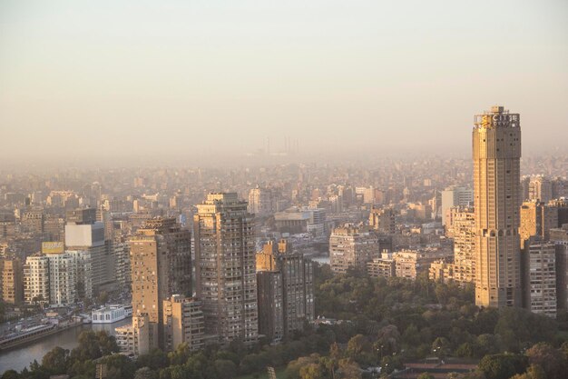 Bela vista do centro do Cairo da Torre do Cairo, no Cairo, Egito