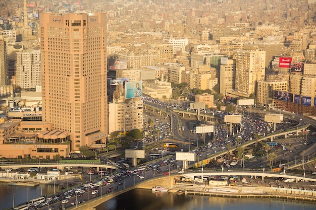 Bela vista do centro do Cairo da Torre do Cairo no Cairo, Egito