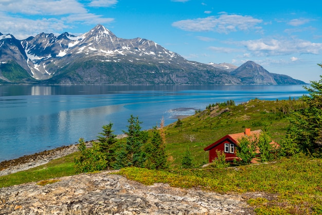 Bela vista do fiorde na Noruega