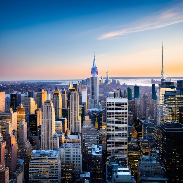 Foto bela vista do império estados e arranha-céus em nova york city ai