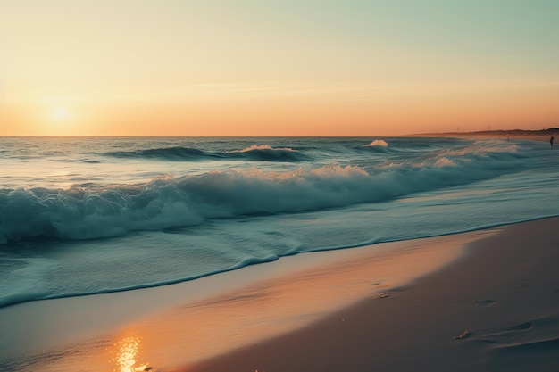 bela vista do pôr do sol na praia