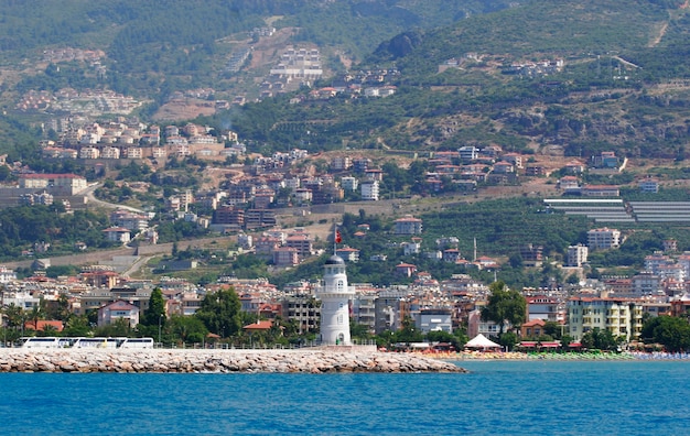 Bela vista do porto de Antalia, Turquia