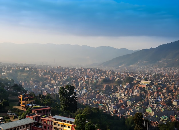 Foto bela vista matinal do vale de katmandu, nepal