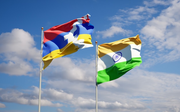 Belas bandeiras estaduais da Índia e Artsakh juntas