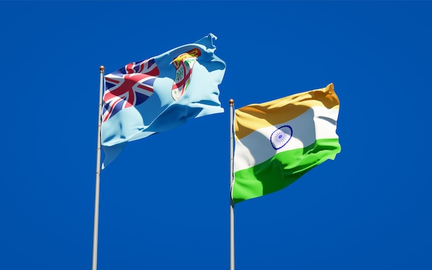 Belas bandeiras estaduais de fiji e índia juntas