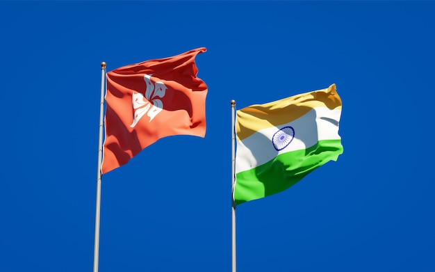 Belas bandeiras estaduais de Hong Kong, Hong Kong e Índia juntas