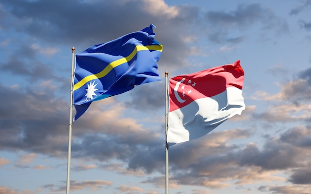 Belas bandeiras estaduais de Nauru e Cingapura juntas