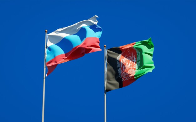 Belas bandeiras estaduais do Afeganistão e da Nova Rússia