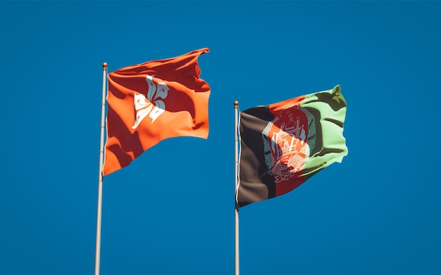 Belas bandeiras estaduais do Afeganistão e de Hong Kong