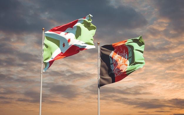 Belas bandeiras estaduais do Afeganistão e do Burundi
