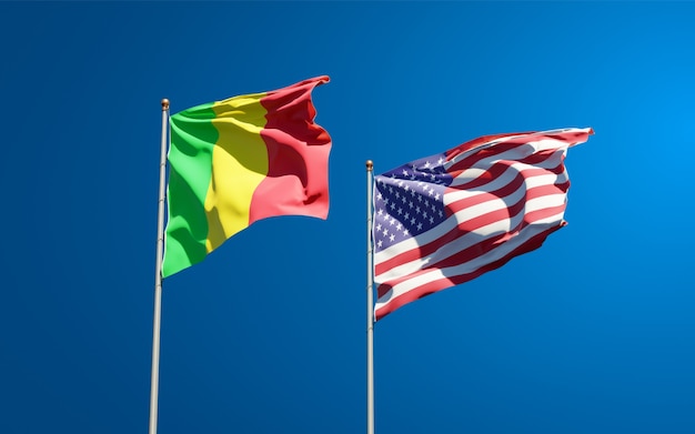 Belas bandeiras estaduais do Mali e dos EUA juntas