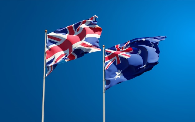 Belas bandeiras estaduais do Reino Unido e da Austrália juntas