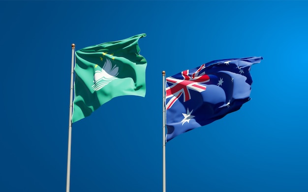 Belas bandeiras nacionais de Macau e Austrália juntas