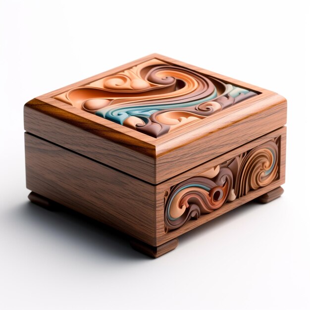 Belas caixas de madeira de jóias desenhos foto