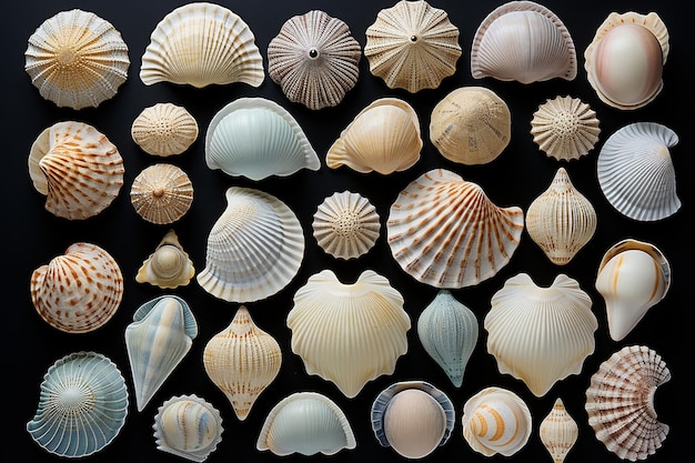 Belas conchas marinhas destacam a elegância da fotografia