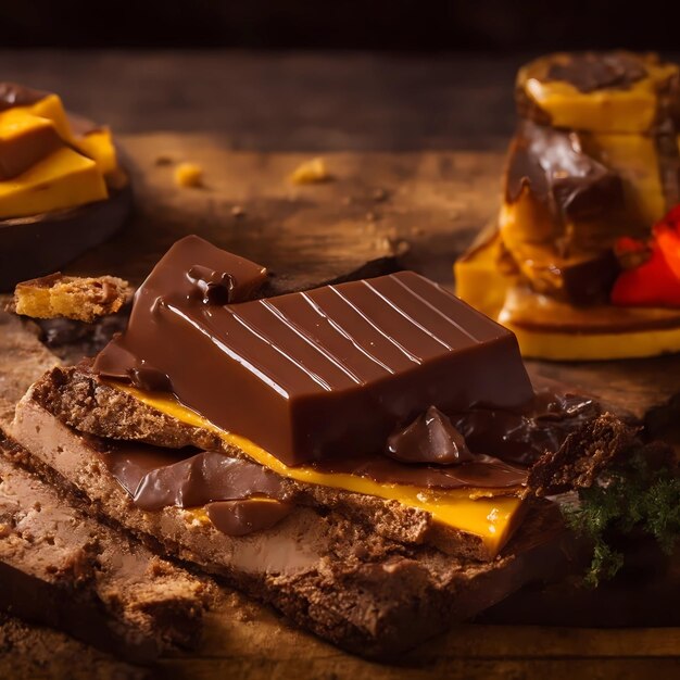 Belas criações de queijo Chocolate e queijo reunidos na sua língua