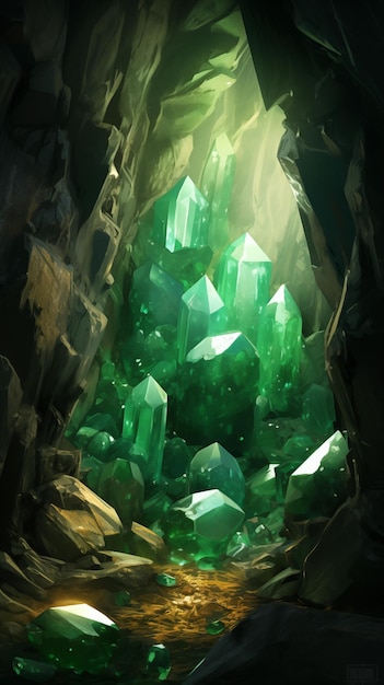 Foto belas esmeraldas de cristal dentro da caverna papel de parede e fundo
