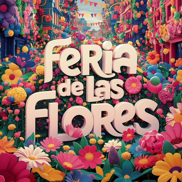 Belas feria das flores com estilo realista