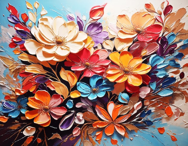 belas flores abstratas multicoloridas pintura acrílica sobre papel HD imagem acrílica